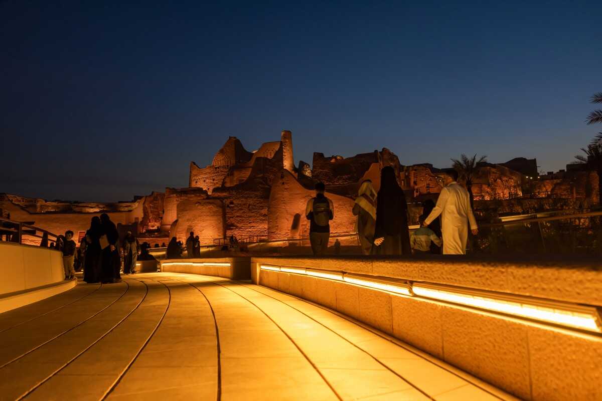 The  At-Turaif District is beautifully lit up at night 