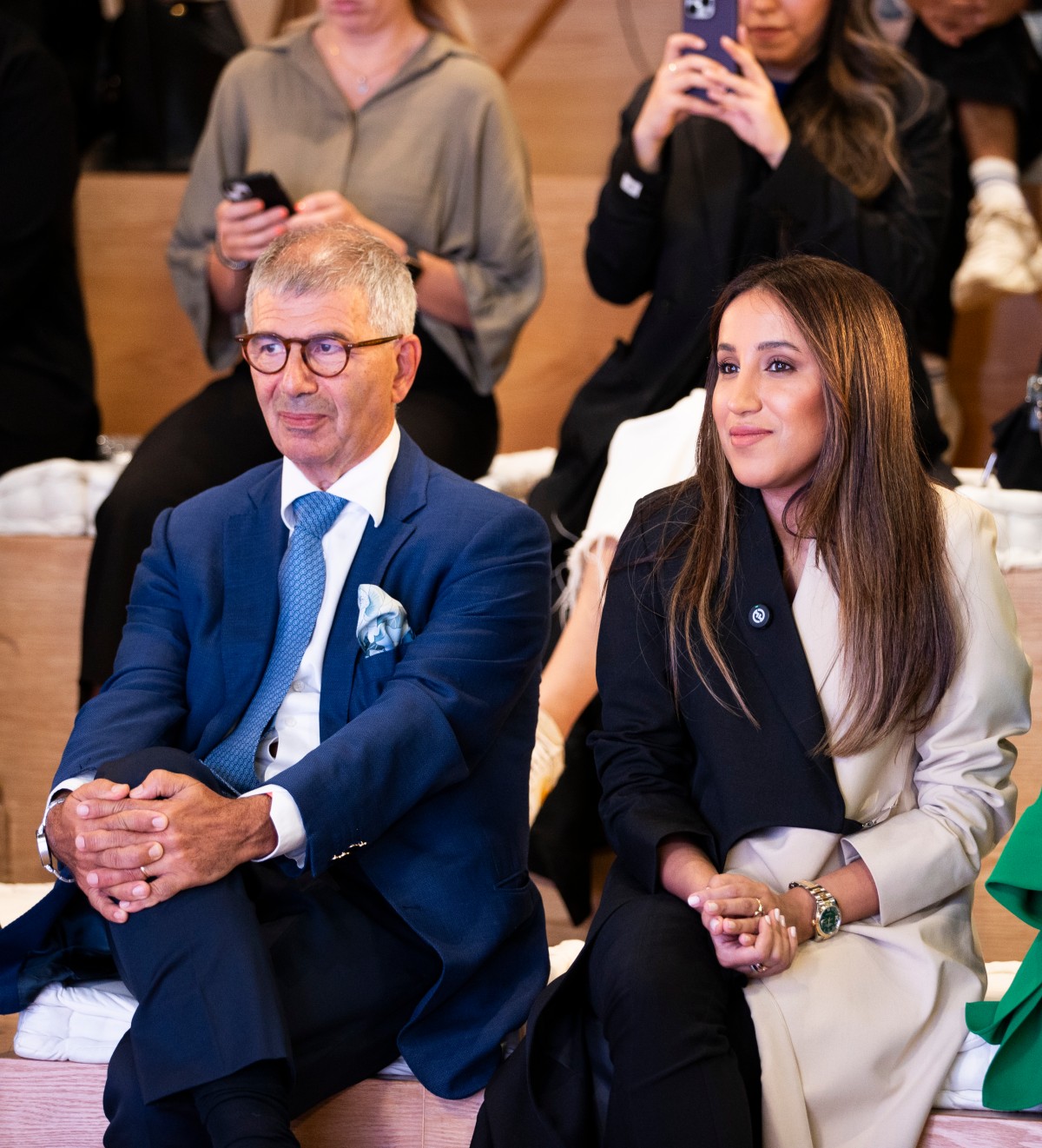 Patrick Chalhoub and SRMG CEO Jomana Alrashid at the announcement of The Skincare Edition: Unfiltered