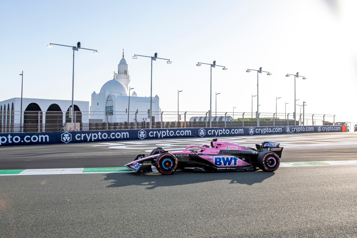 JEDDAH, SAUDI ARABIA - March 17, 2023: Esteban Ocon, from The France competes for Alpine . Practice for the 2023 Formula 1 Saudi Arabian Grand Prix