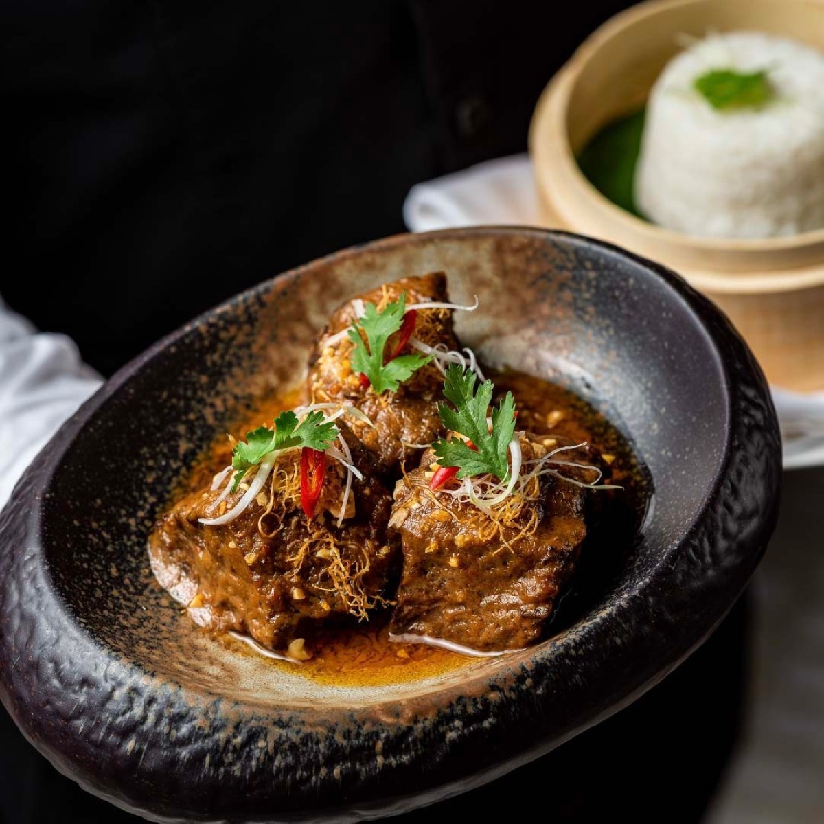 The deliciously tender braised beef is a popular dish at Spago 