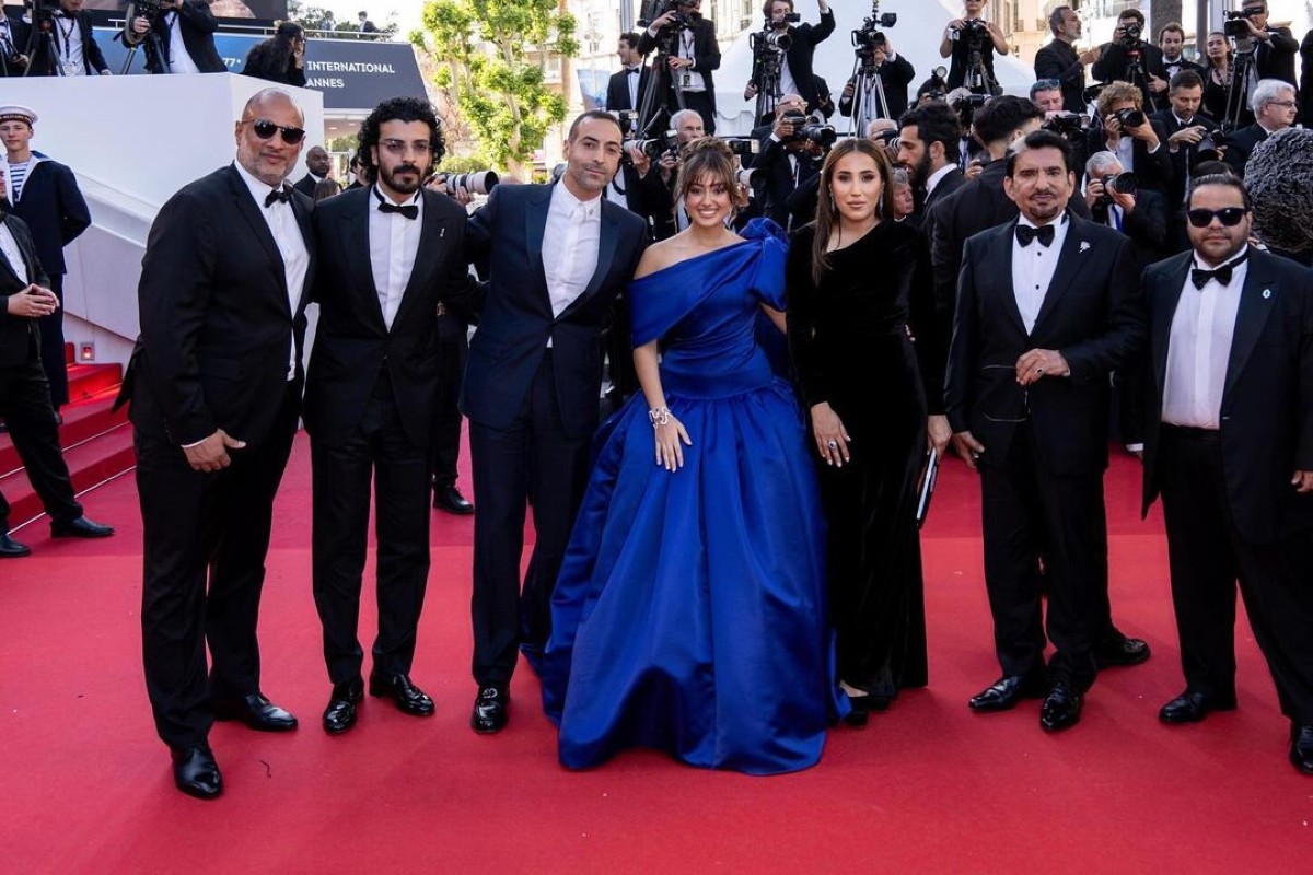 Cast of Norah with Chair of RSIFF Jomana Al-Rashid and CEO Mohammed Al-Turki