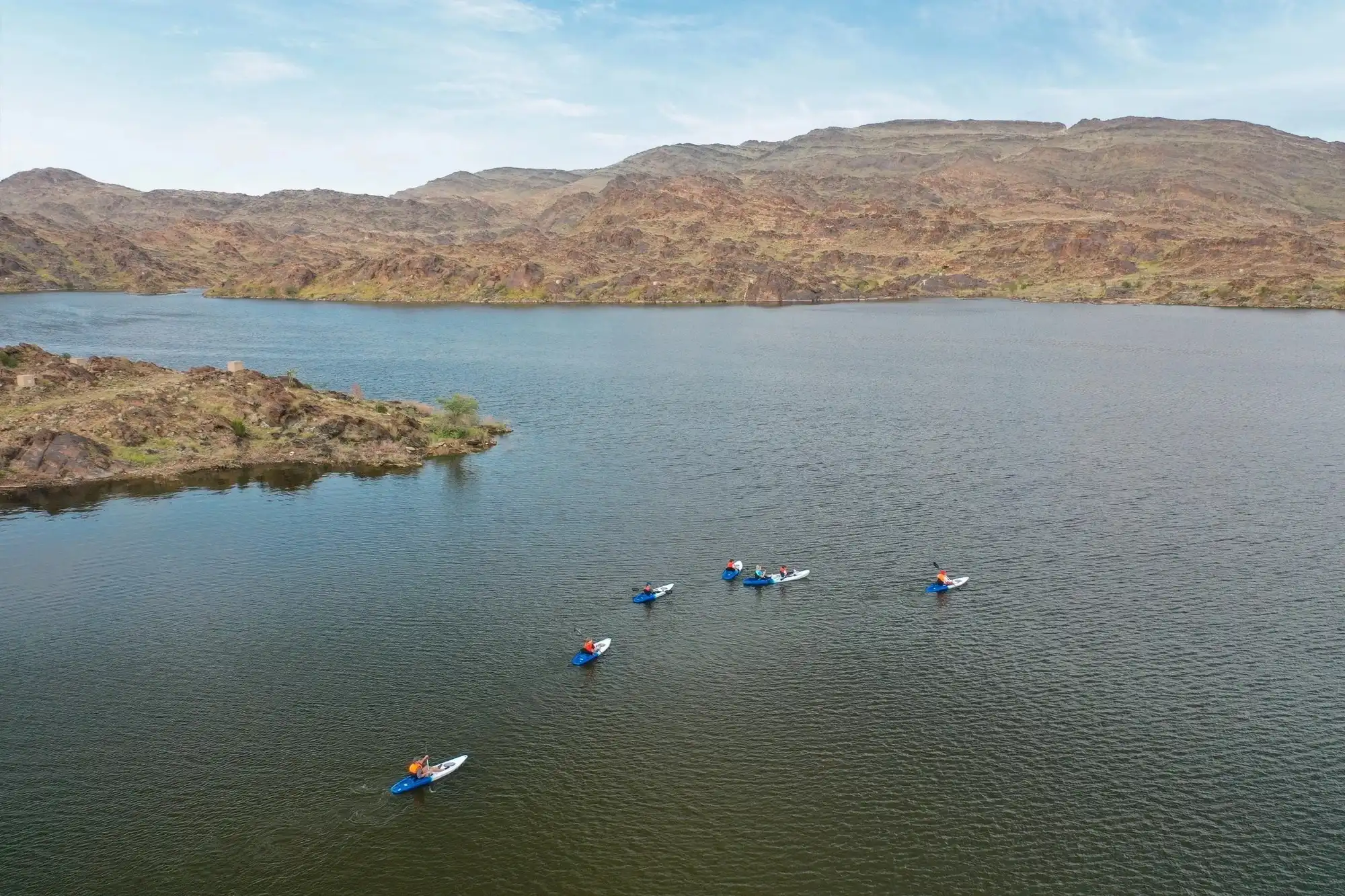Kayaking in Wadi Tarj Dam.
