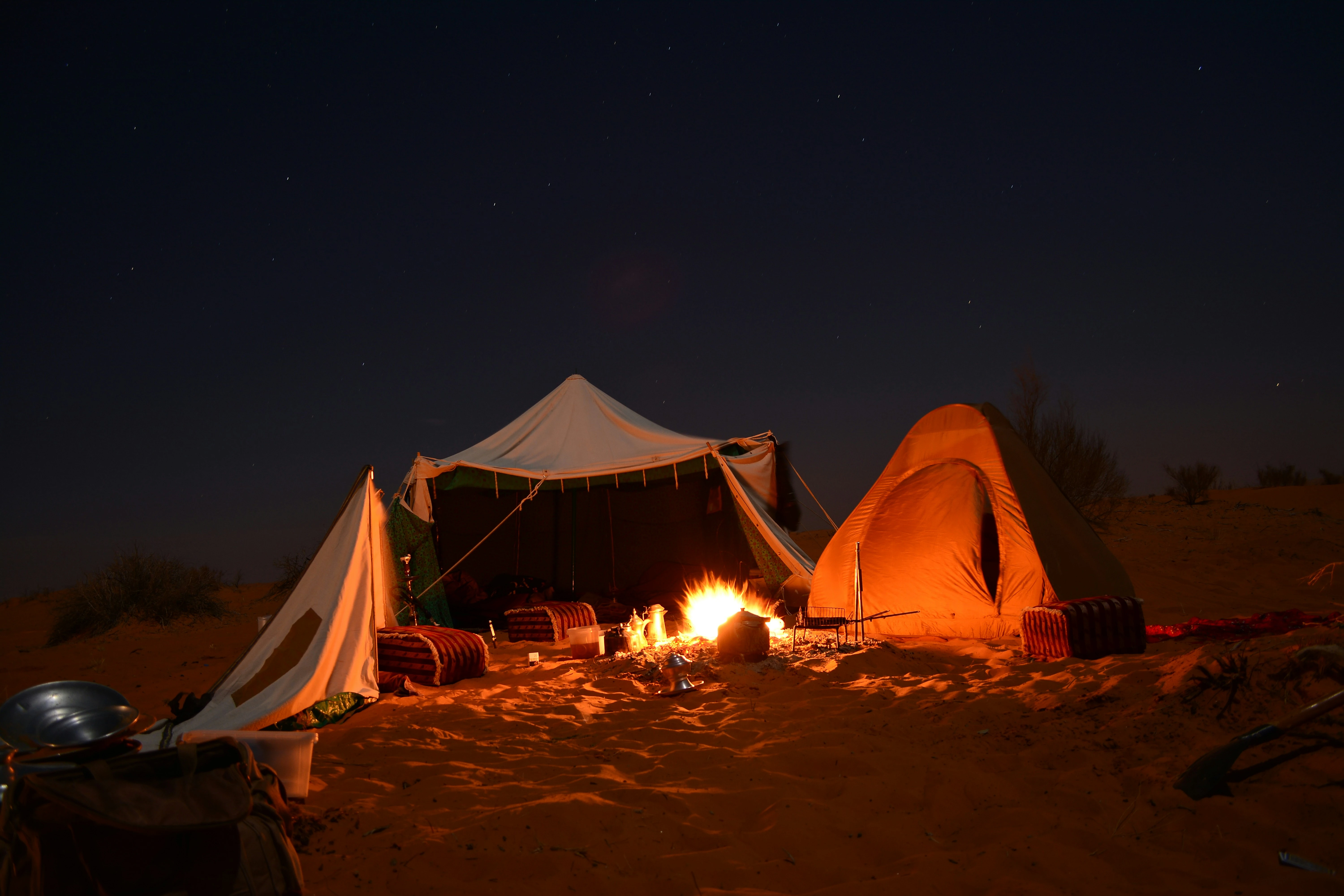 Camping in the desert. Unsplash