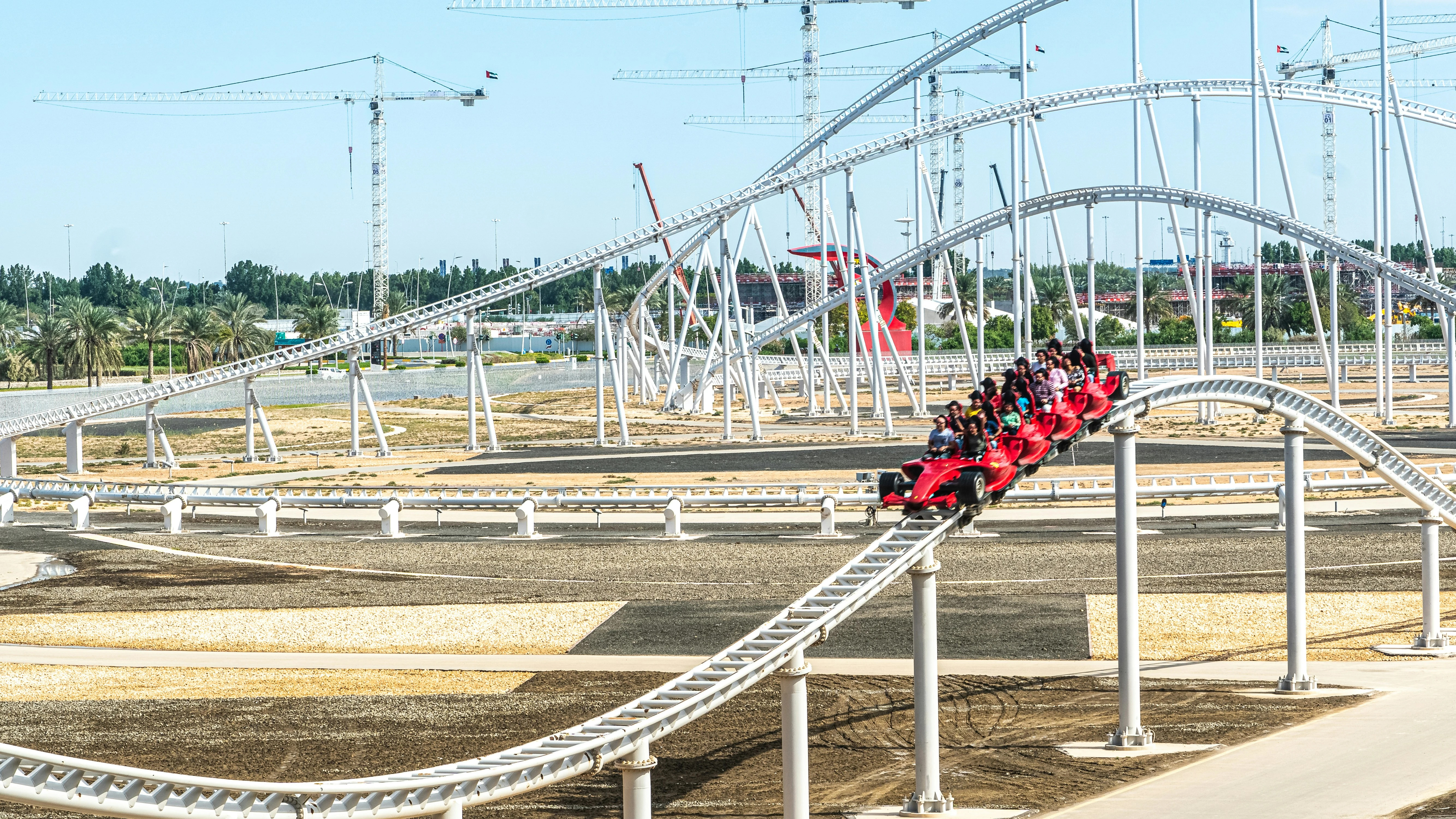 A rollercoaster at Ferrari World. Unsplash