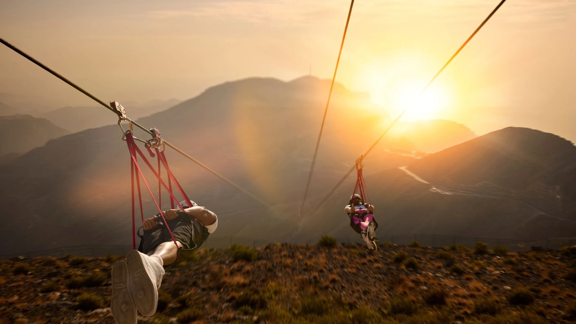 The thrilling zipline at Jebel Jais. 