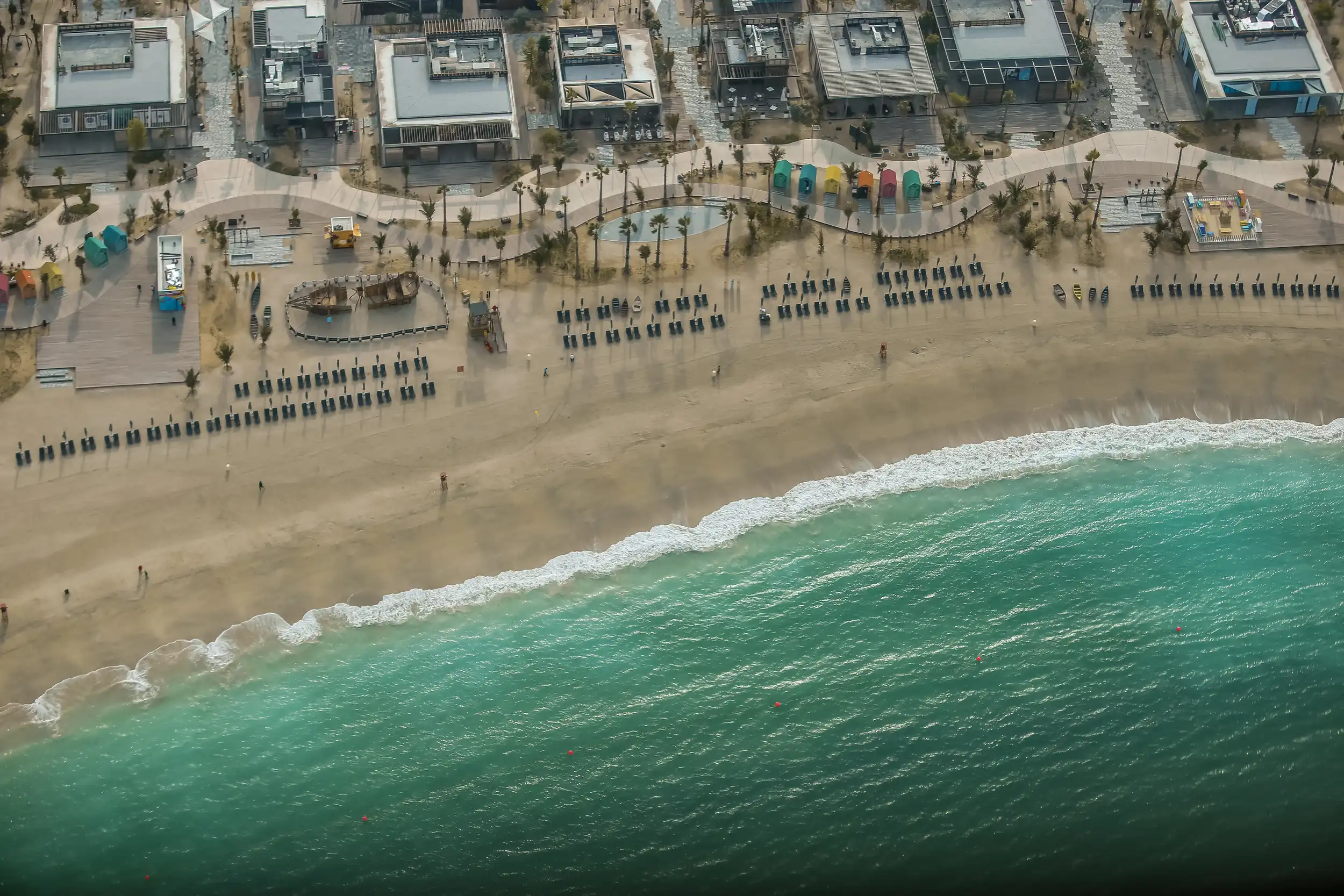 An aerial view of the Jumeirah Beach in Dubai, . Getty Images