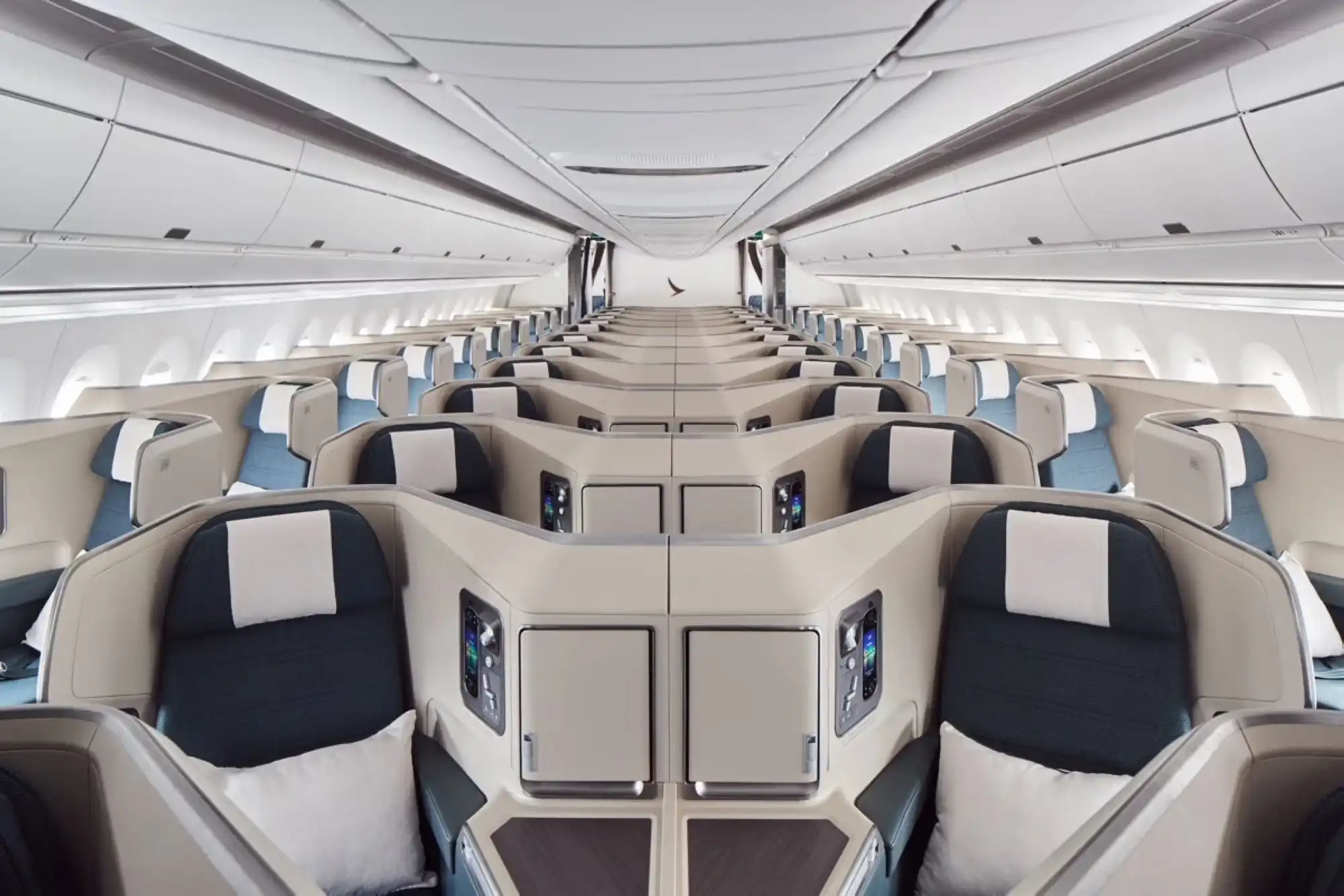 Business Class cabin on Cathay Pacific