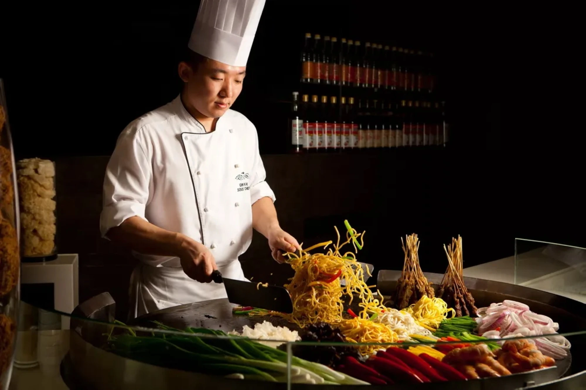 A live cooking station at Saffron