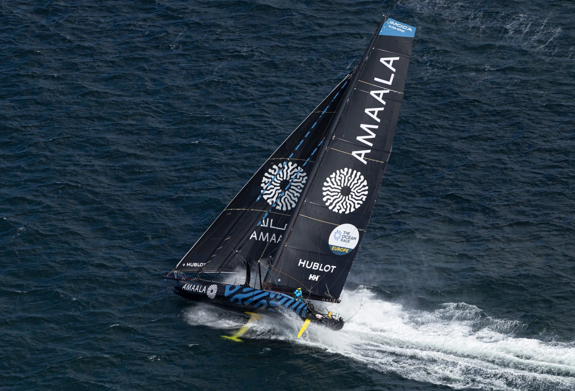 Team AMAALA, skippered by Alan Roura at the start of The Ocean Race Europe 2025 in Kiel, Germany on August 10, 2025. (Photo by Lloyd Images / The Ocean Race Europe 2025)