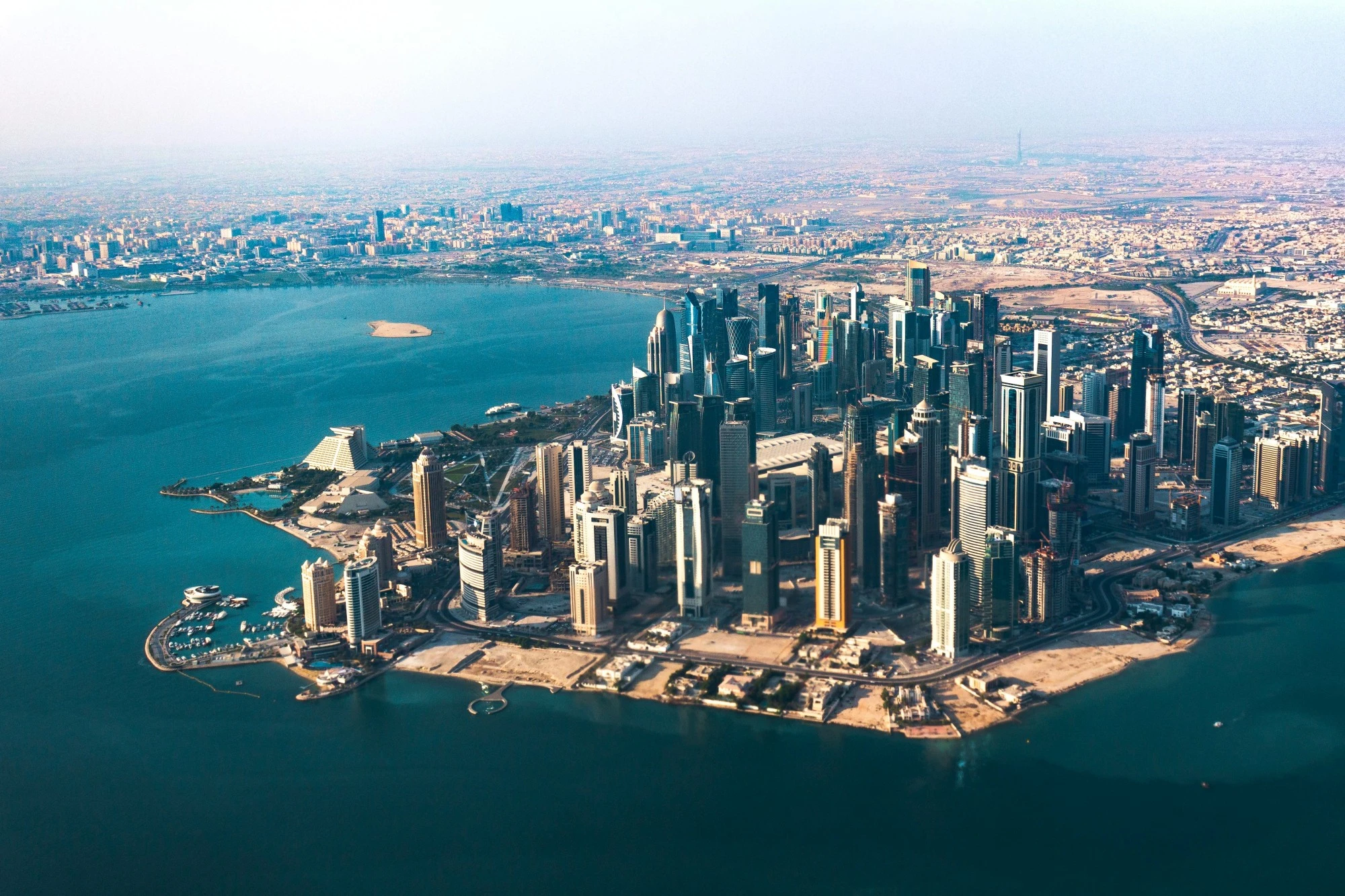 An aerial view of the capital of Qatar, Doha. Unsplash