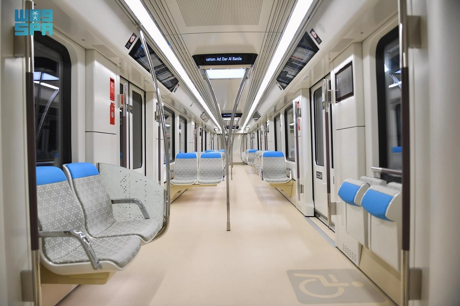 Spacious carriage on the Riyadh Metro. SPA