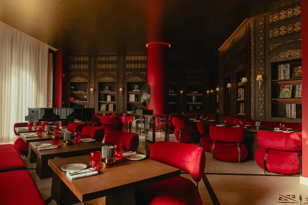 Warm, red decor at Assouline in Bujairi Terrace