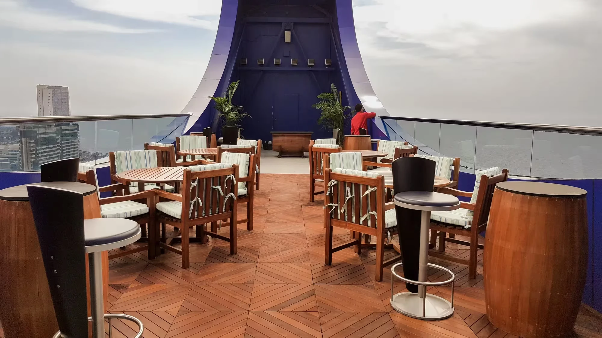 Tables ready for diners at the Al Malaki terrace at the Rosewood Jeddah.